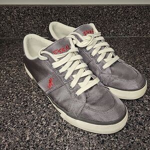 Polo Ralph Lauren Humberto Men's Shiny Gray Mesh Sneakers Size 10D